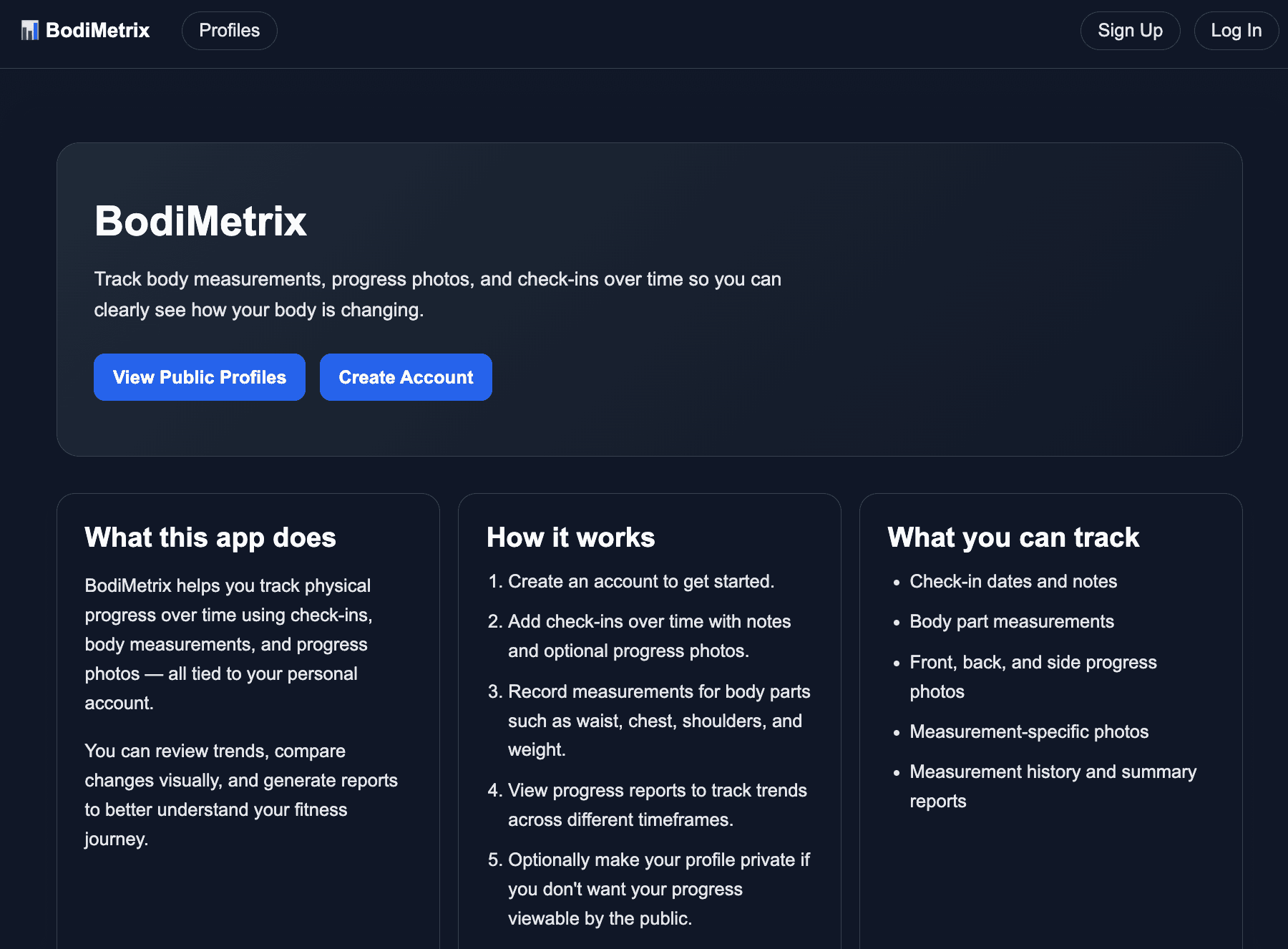 BodiMetrix landing page